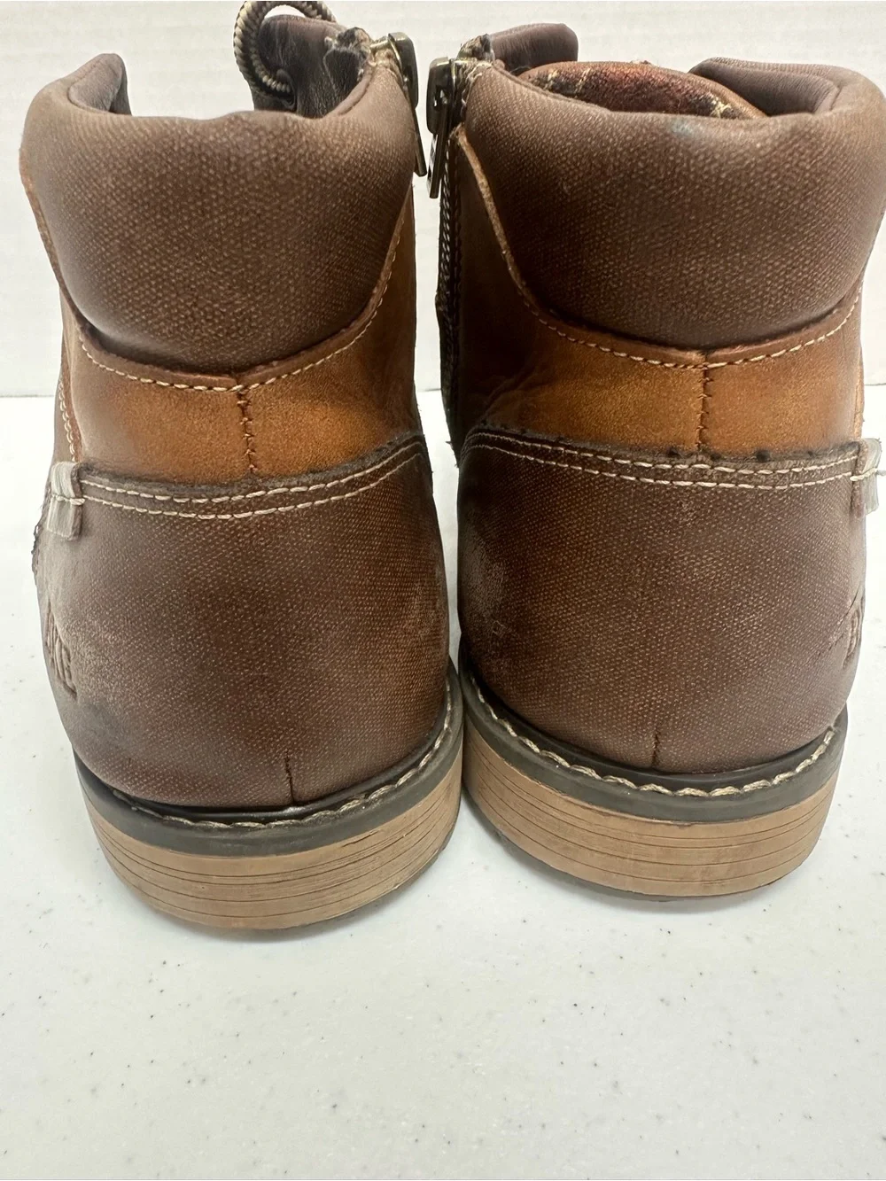 BKE Palmer Men’s Brown Lace-Up Side Zip Ankle Boots Size 11 Faux Leather Casual